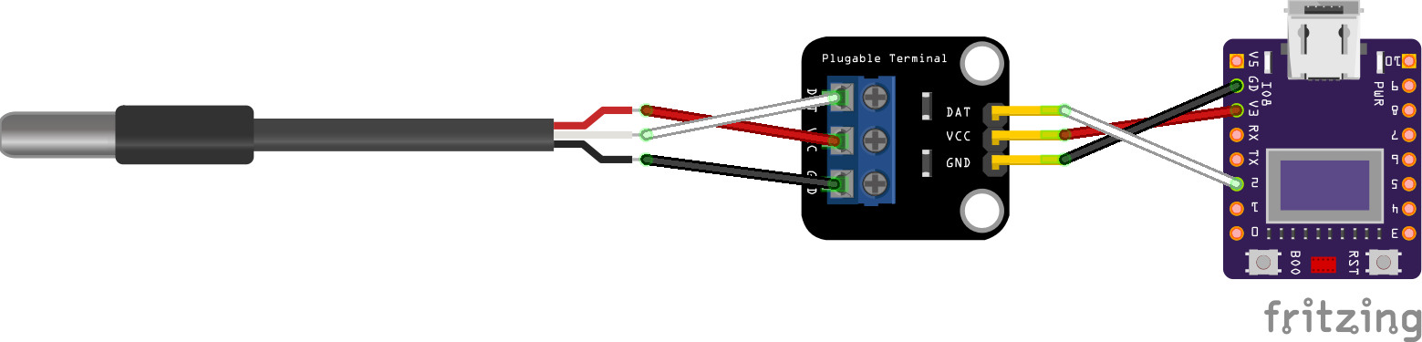 Aansluiten van een DS18B20 temperatuursensor op een ESP32-C3