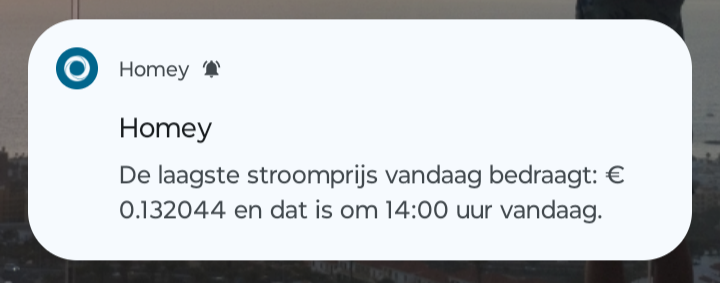 Gebruik van stroomprijs-tags in een Homey flow