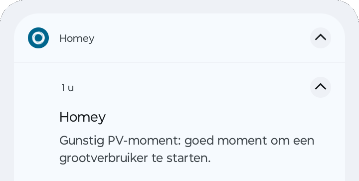 Homey melding bij gunstig PV-moment
