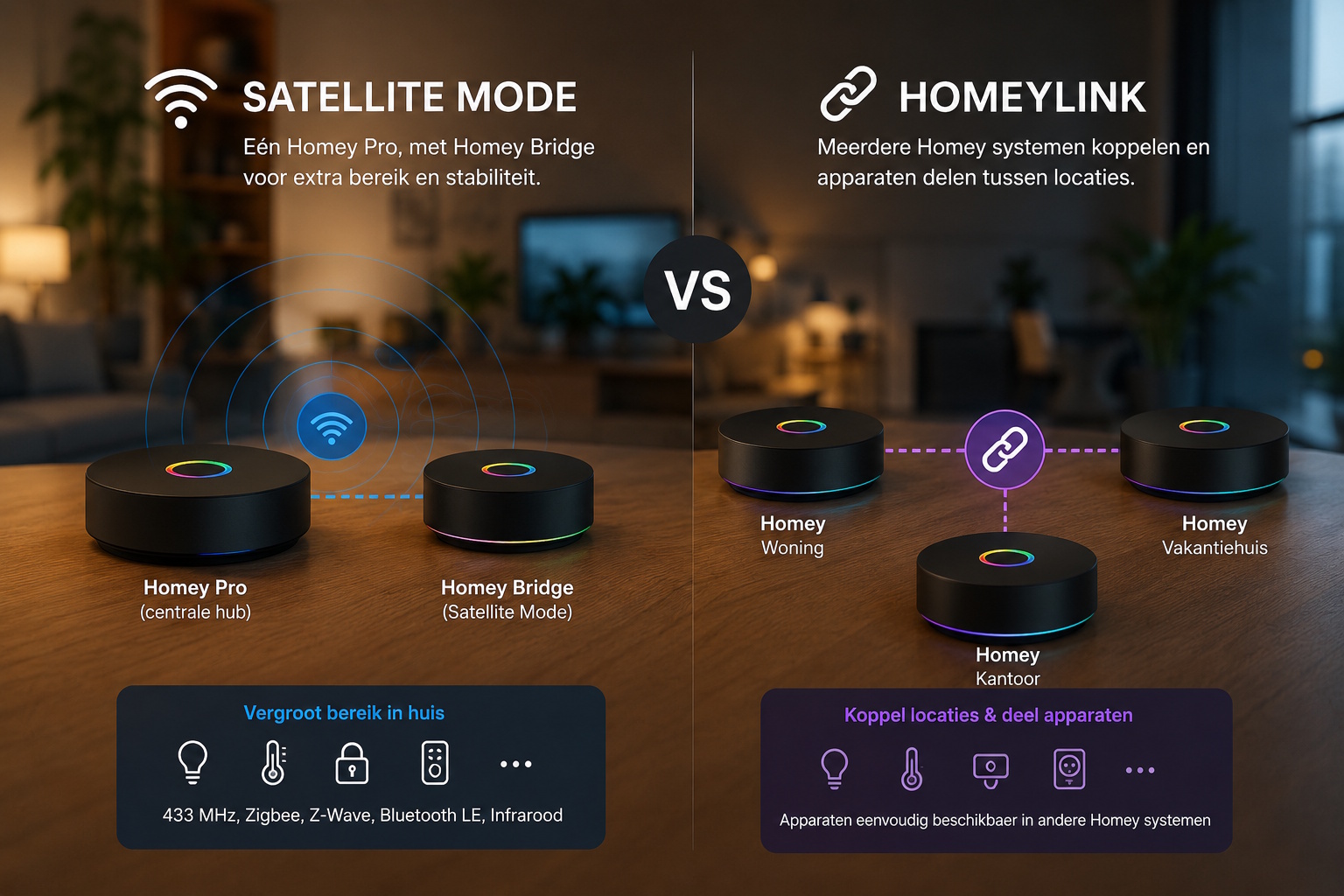 Homey Bridge Satellite Mode versus HomeyLink