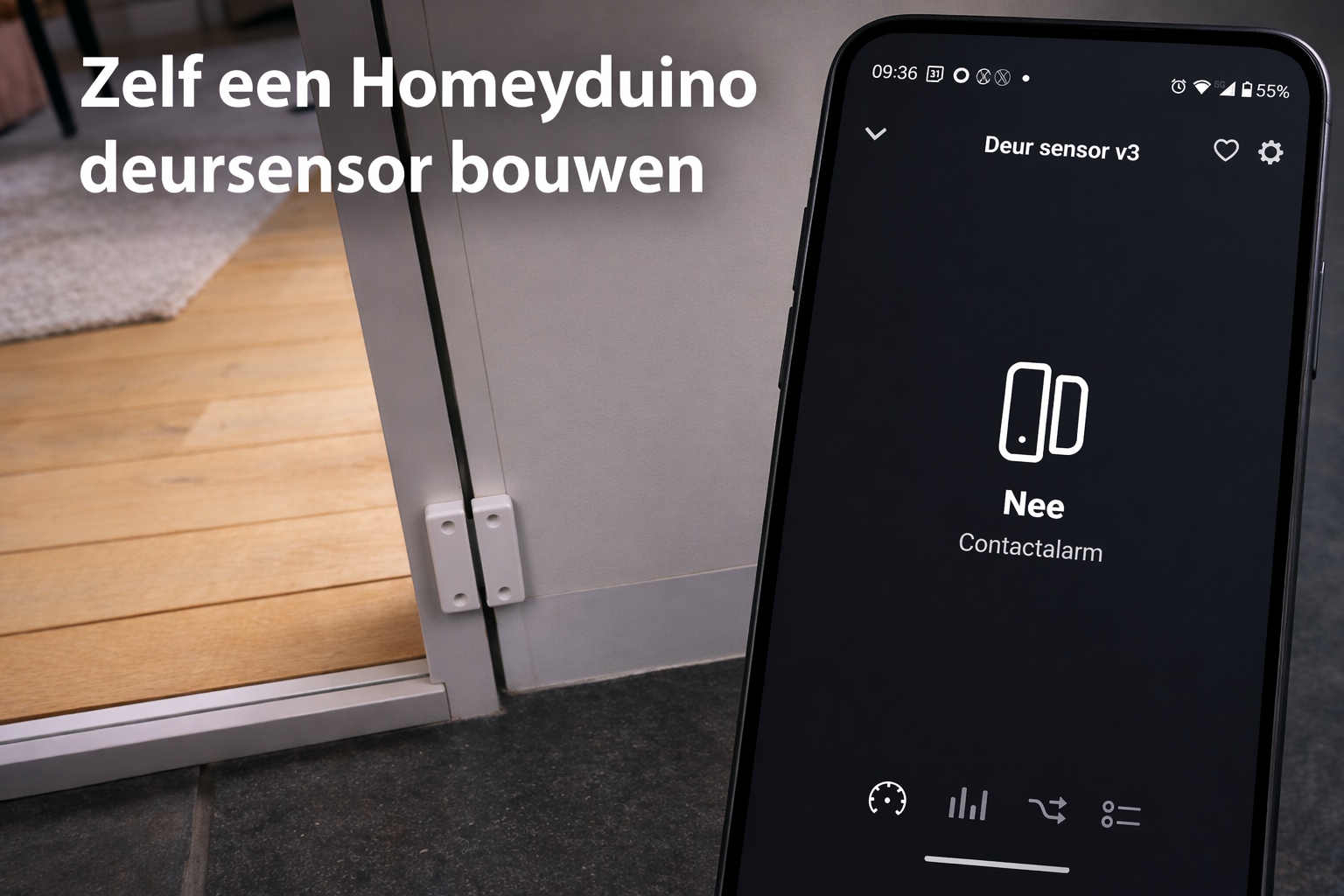 Placeholder voor zelfgebouwde deur- of raamsensor met Homeyduino